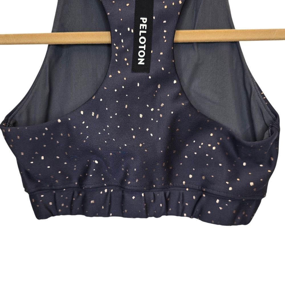 Peloton Women's S Show Up Sparkle High Neck Grey Gold Sports Bra - Picture 7 of 10